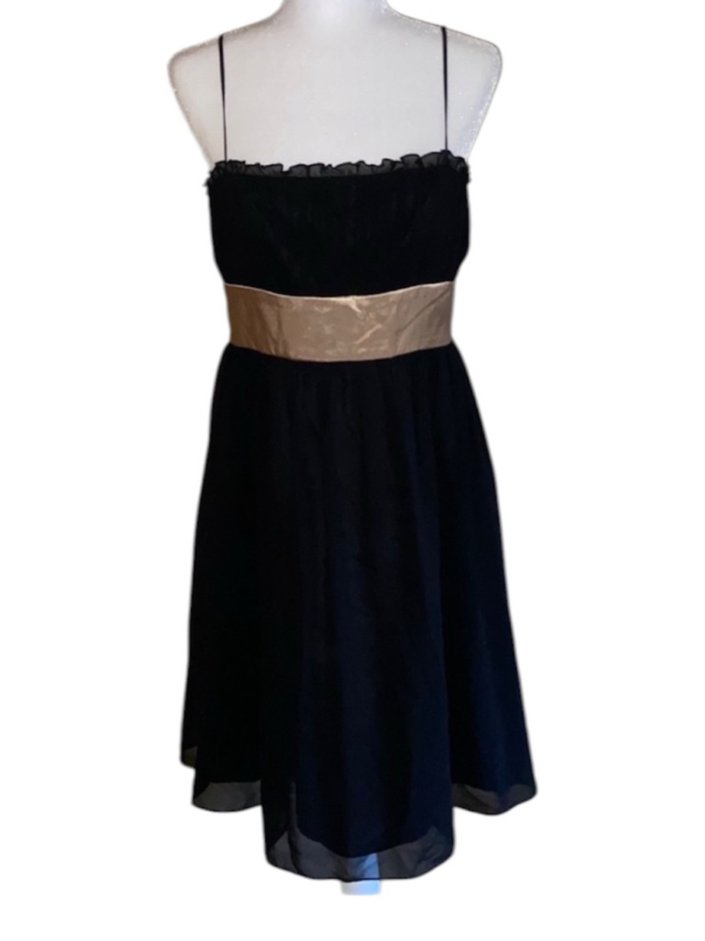 Black & Gold Vintage Y2K Jones Wear Lace Spaghetti Strap Dress